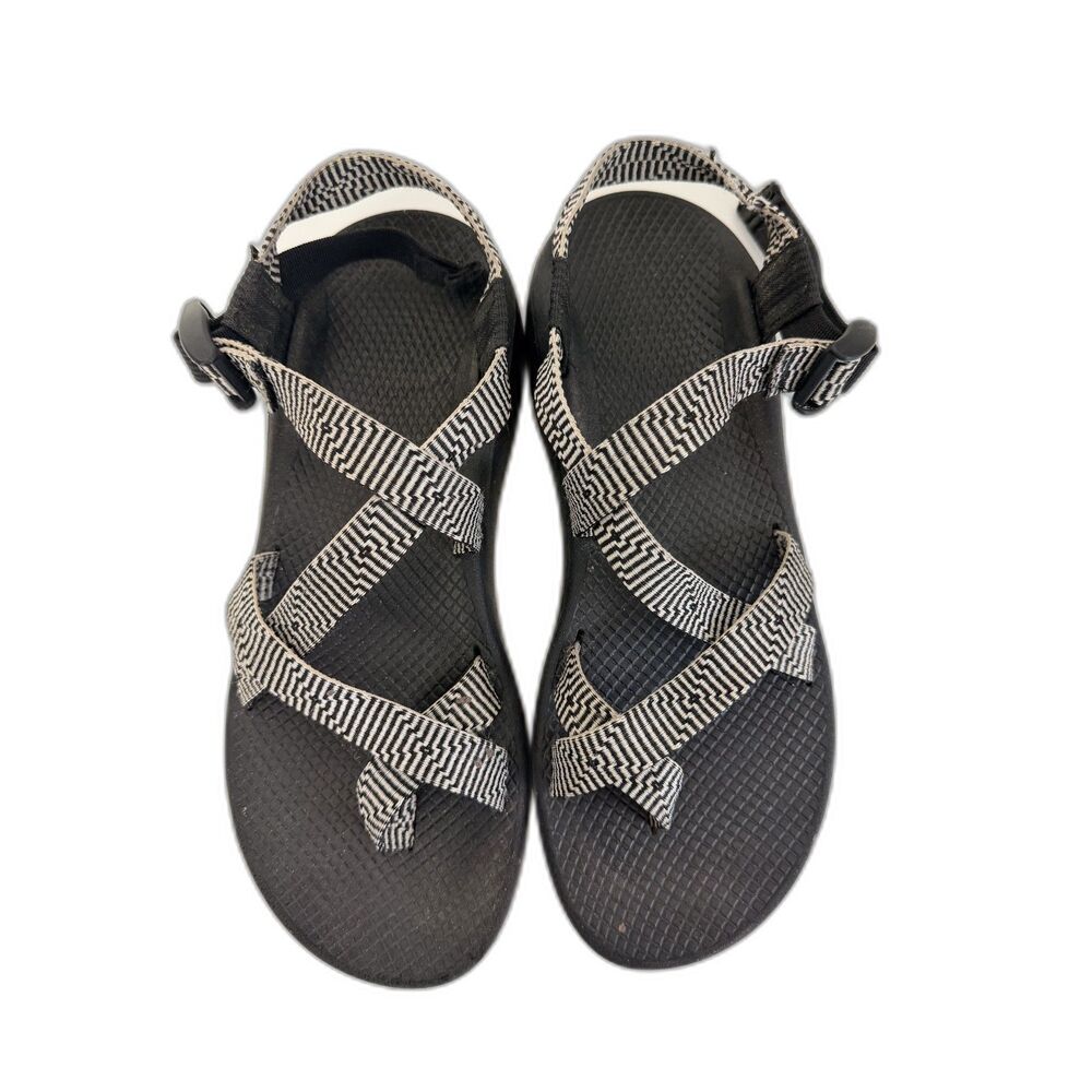 Chaco ZX/2 Womens 10 Black White Strappy Toe Loop Hiking Sport Sandals
